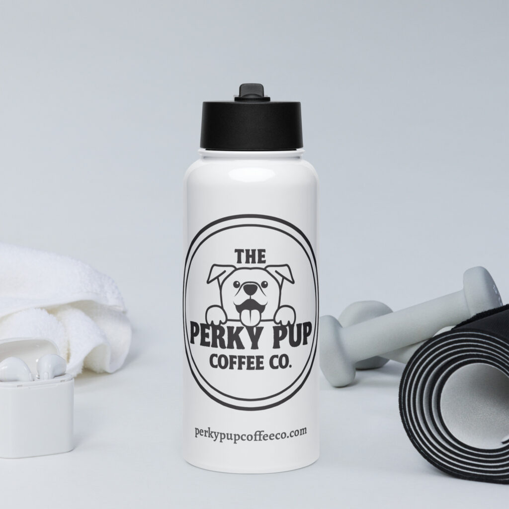 Perky Pup Stainless steel water bottle with a straw lid